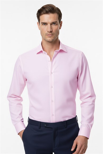 Erkek Slim Fit Pembe Gömlek