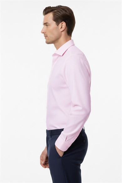 Erkek Slim Fit Pembe Gömlek