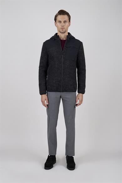 Erkek Kapşonlu Siyah Casual Mont