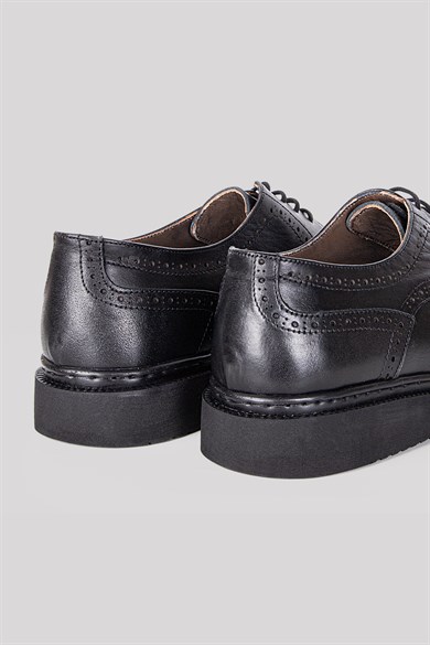 Erkek Siyah Hakiki Deri Oxford Casual Ayakkabı