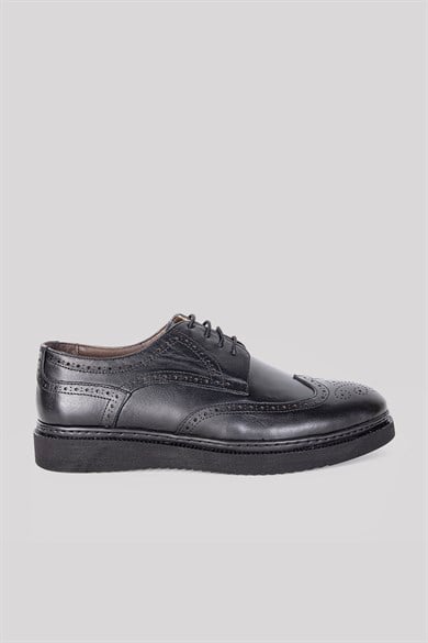 Erkek Siyah Hakiki Deri Oxford Casual Ayakkabı