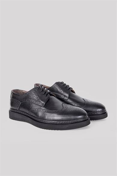 Erkek Siyah Hakiki Deri Oxford Casual Ayakkabı