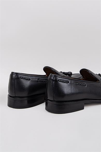 Erkek Siyah Hakiki Deri Püsküllü Klasik Ayakkabı