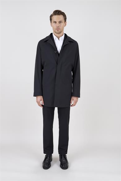 Erkek Siyah Uzun Palto