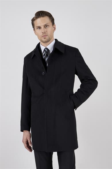 Erkek Siyah Kaşe Kaban