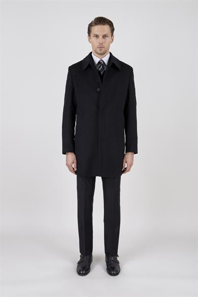 Erkek Siyah Kaşe Kaban