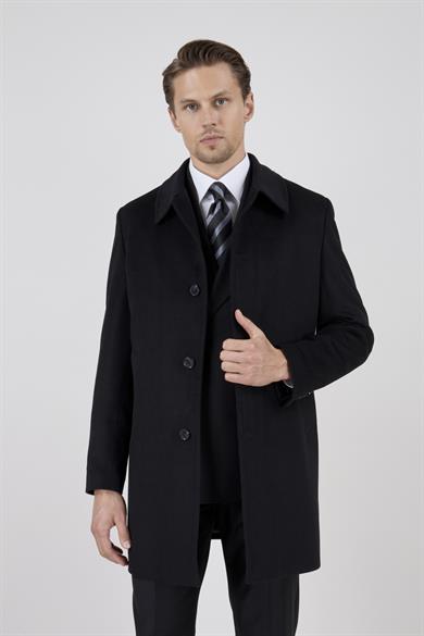 Erkek Siyah Kaşe Kaban