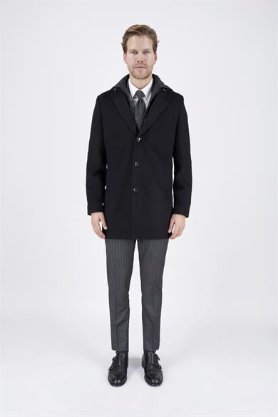 Erkek Siyah Kaşe Kaban