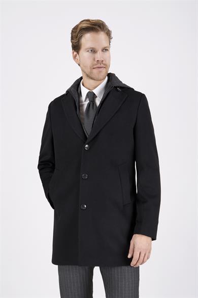 Erkek Siyah Kaşe Kaban