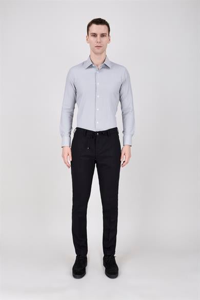 Erkek Siyah Bağcıklı Casual Pantolon