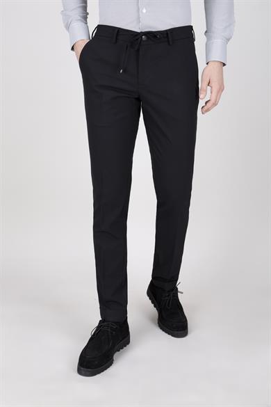 Erkek Siyah Bağcıklı Casual Pantolon