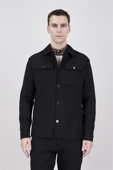 Erkek Siyah Bebe Yaka Mont