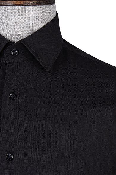 Erkek Slim Fit Siyah Gömlek