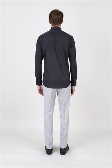 Erkek Slim Fit Siyah Gömlek