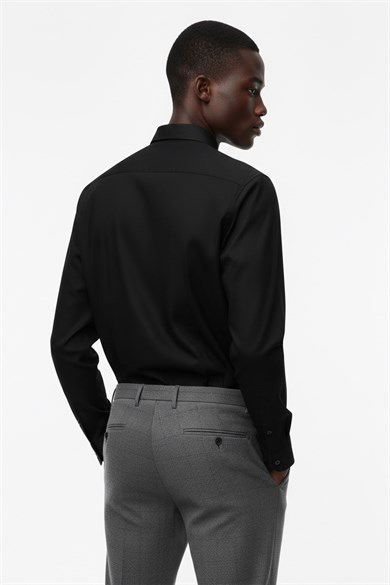 Erkek Slim Fit Siyah Gömlek