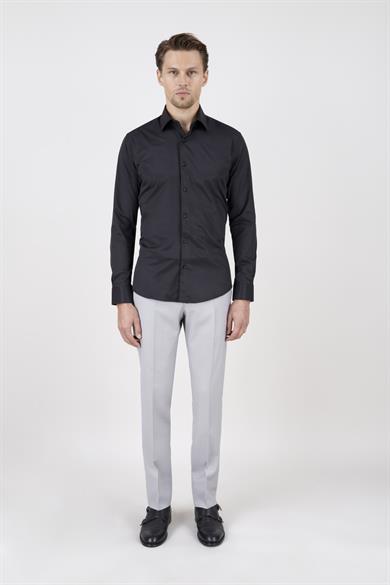 Erkek Slim Fit Siyah Gömlek