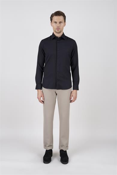 Erkek Slim Fit Siyah Gömlek