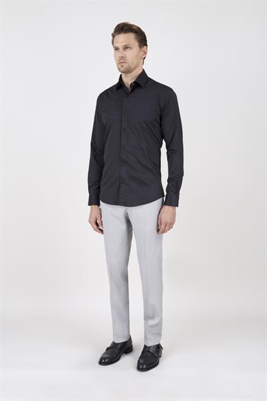Erkek Slim Fit Siyah Gömlek