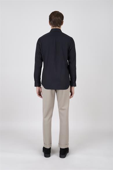 Erkek Slim Fit Siyah Gömlek