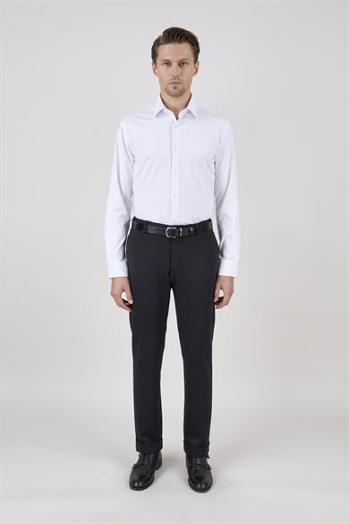 Erkek Slim Fit Sivri Yaka Puntolu Kapak Cepli Siyah Yarım Astar Kruvaze Takım Elbise