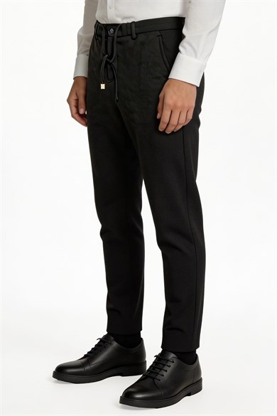 Erkek  Siyah Slim Fit Spor Pantolon