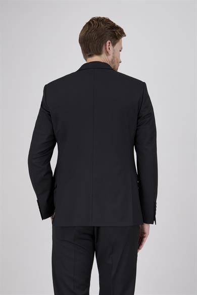 Erkek Slim Fit Sivri Yaka Siyah Yelekli Takım Elbise