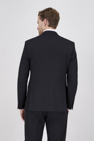 Erkek Slim Fit Sivri Yaka Siyah Yelekli Takım Elbise