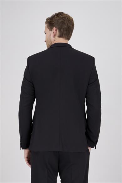 Erkek Slim Fit Sivri Yaka Siyah Yelekli Takım Elbise