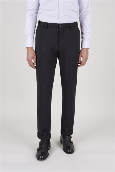Erkek Slim Fit Sivri Yaka Puntolu Torba Cepli Siyah Yarım Astar Takım Elbise