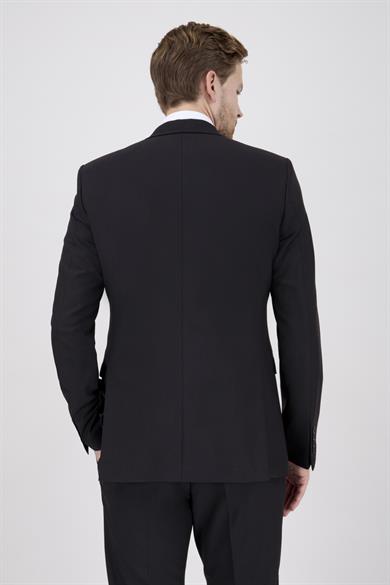 Erkek Slim Fit Sivri Yaka Siyah 8 Drop Yelekli Takım Elbise