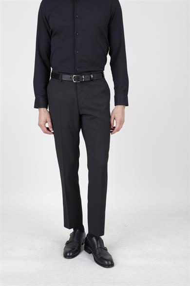 Erkek Slim Fit Sivri Yaka Siyah Yelekli Takım Elbise