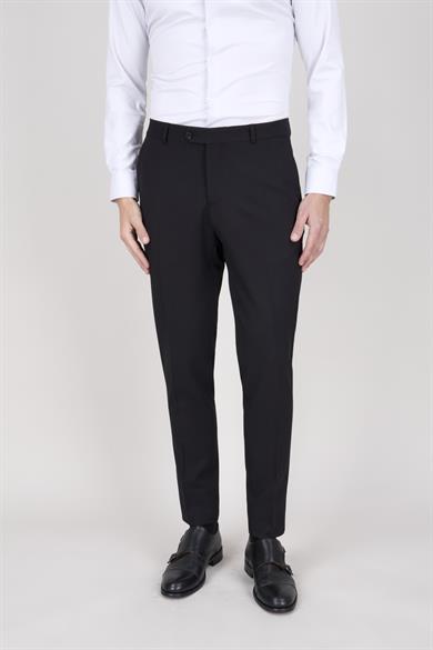 Erkek Slim Fit Sivri Yaka Siyah Yelekli Takım Elbise