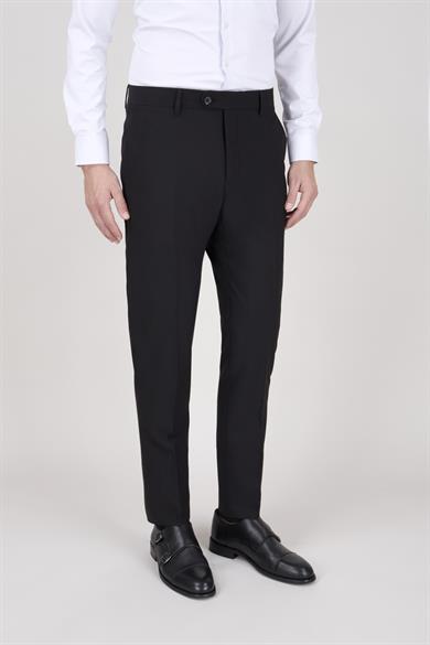 Erkek Slim Fit Sivri Yaka Siyah 8 Drop Yelekli Takım Elbise