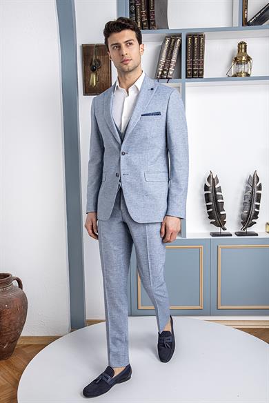 SLİM FİT GUCCİ MODEL SİVRİ YAKA 2 DÜĞME ÇİFT YIRTMAÇ YELEKLİ 6 DROP TK