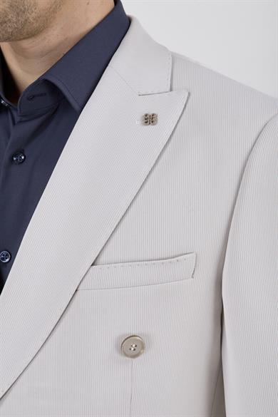 Erkek Slim Fit Sivri Yaka Puntolu Kapak Cepli Taş Yarım Astar Kruvaze Takım Elbise
