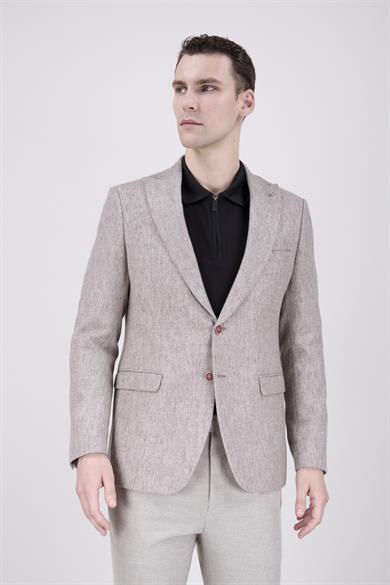 Erkek Slim Fit Sivri Yaka Vizon Ceket