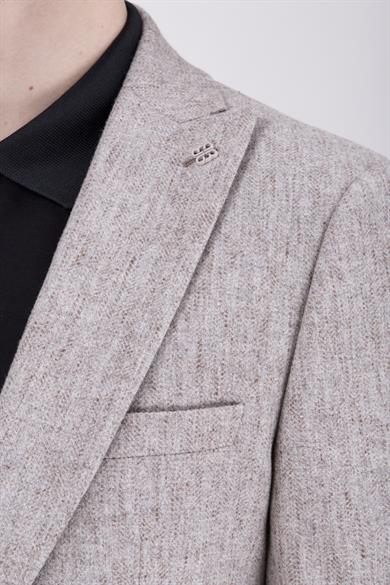 Erkek Slim Fit Sivri Yaka Vizon Ceket