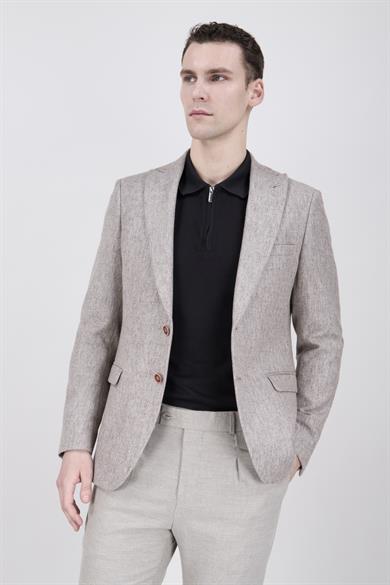 Erkek Slim Fit Sivri Yaka Vizon Ceket