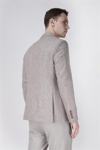 Erkek Slim Fit Sivri Yaka Vizon Ceket