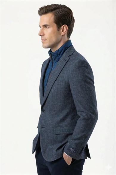 Erkek Slim Fit Mono Yaka Çıkarılabilir Kapitone Astarlı Yeşil Ceket