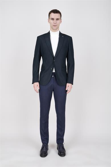 Erkek Slim Fit Mono Yaka Yeşil Ceket