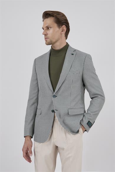 Erkek Slim Fit Mono Yaka Yeşil Ceket