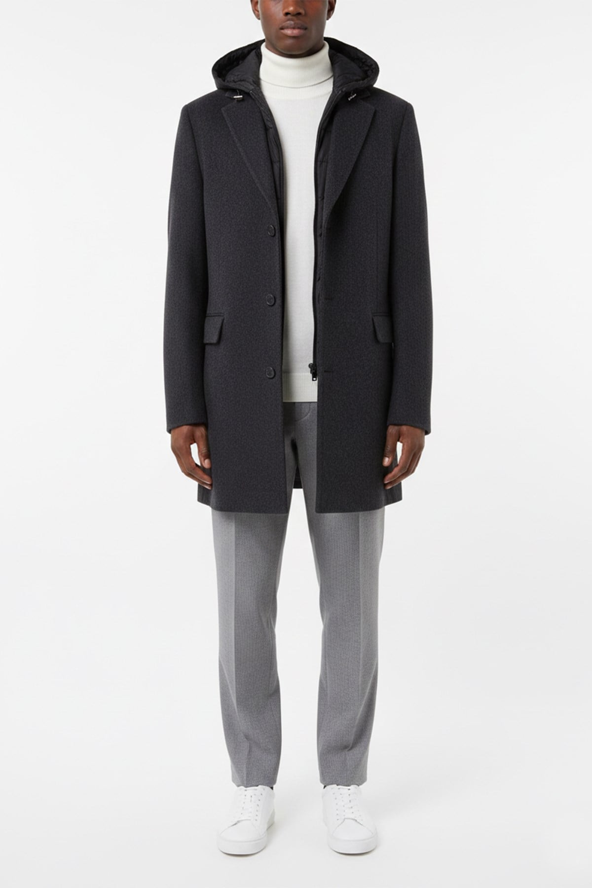 Erkek Antrasit Kaşe Kaban