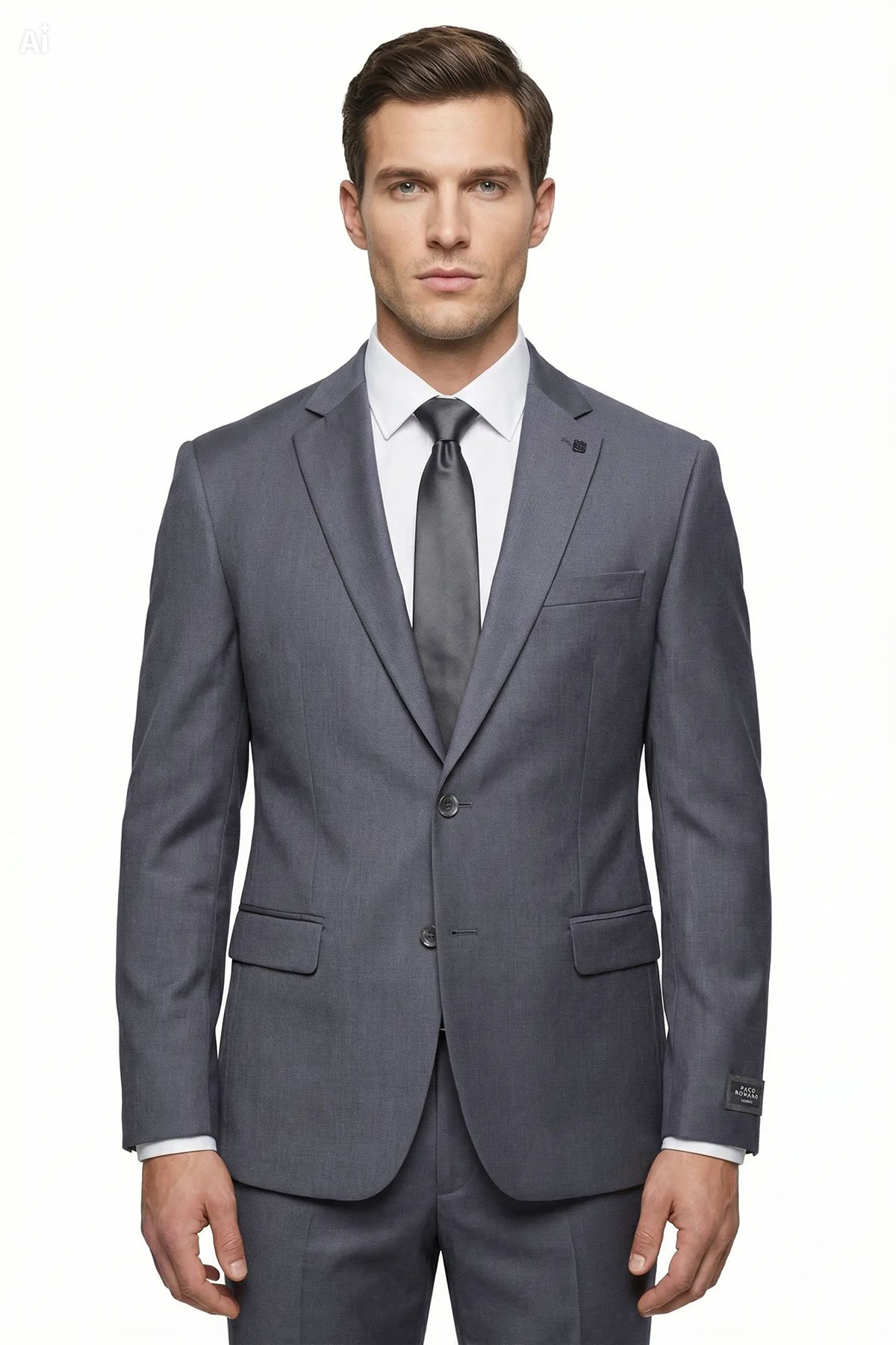 Erkek Regular Fit Mono Yaka Gri Takım Elbise