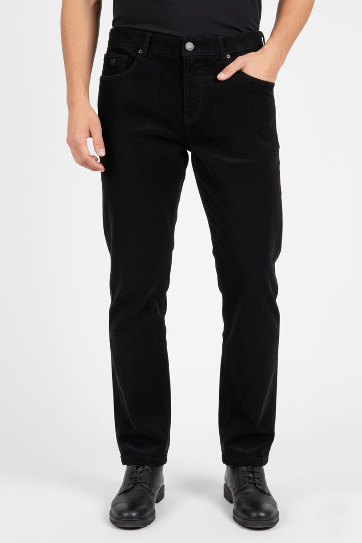 Erkek Siyah Kadife Spor Pantolon