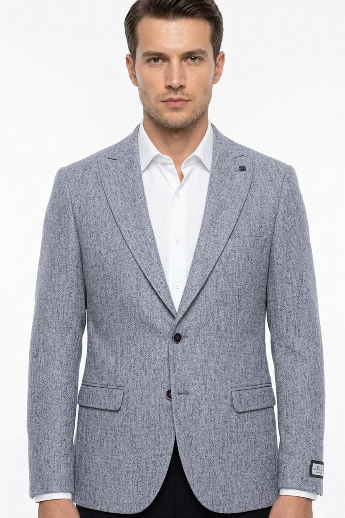 Erkek Slim Fit Sivri Yaka Kot Mavisi Ceket