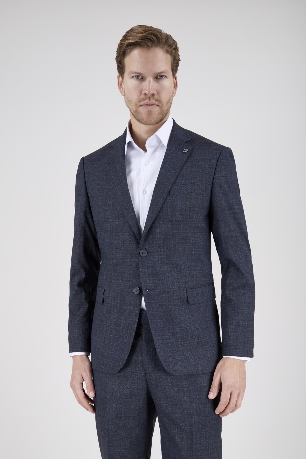 K.LACİVERT REGULAR FİT MONO YAKA 2 DÜĞME ÇİFT YIRTMAÇ 6 DROP TK