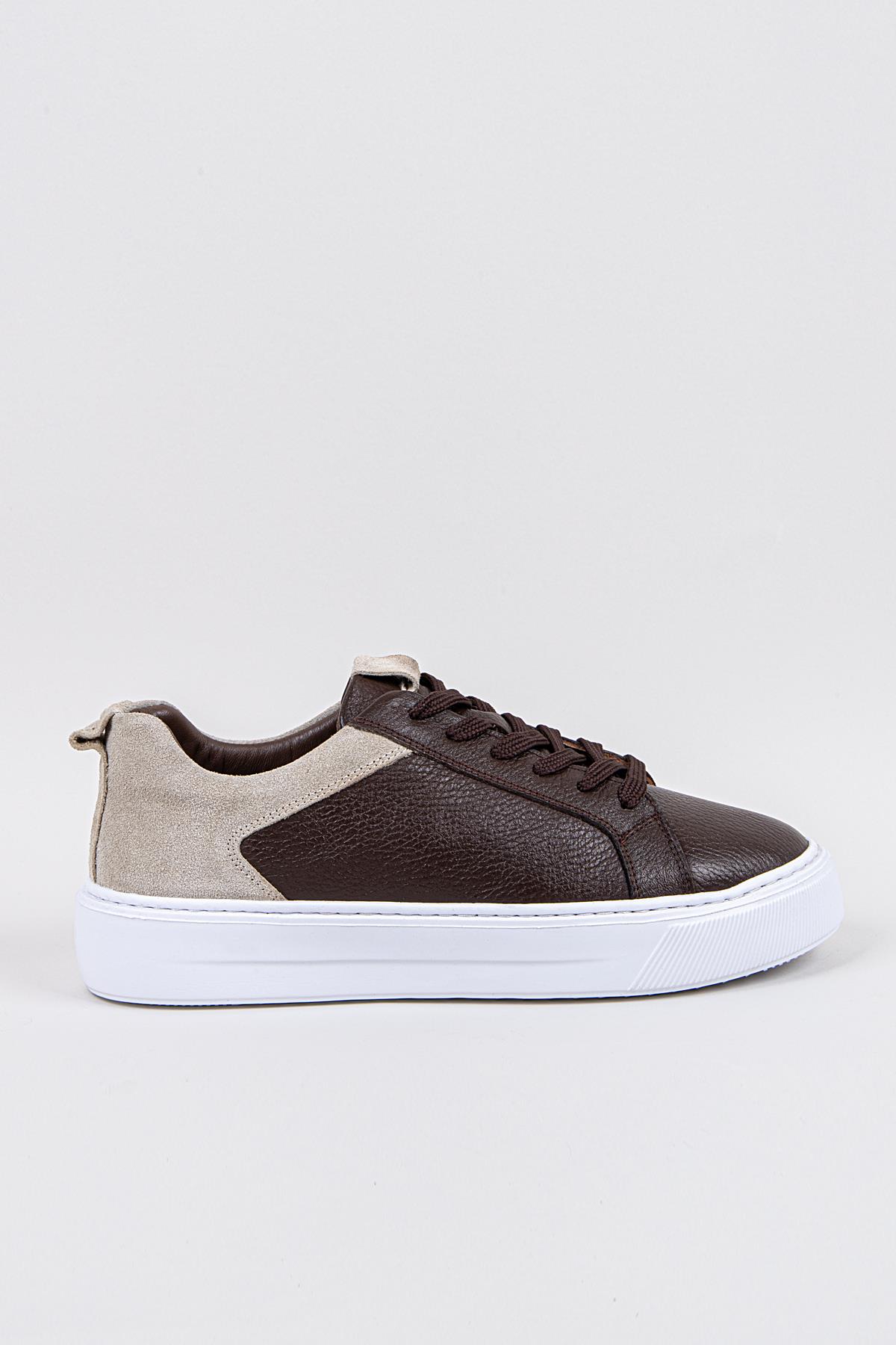 KAHVE-BEYAZ TABAN FLOTER PR-2013-4 FLOTER SNEAKER AYAKKABI