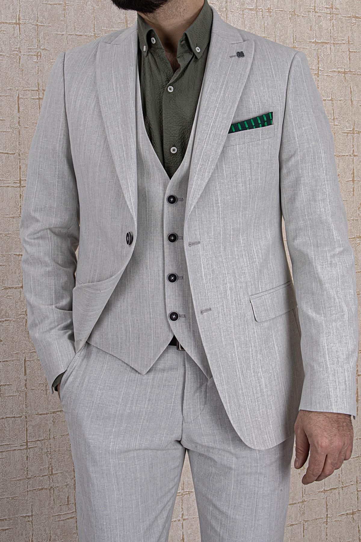 SLİM FİT GUCCİ MODEL SİVRİ YAKA 2 DÜĞME ÇİFT YIRTMAÇ YELEKLİ 6 DROP TK