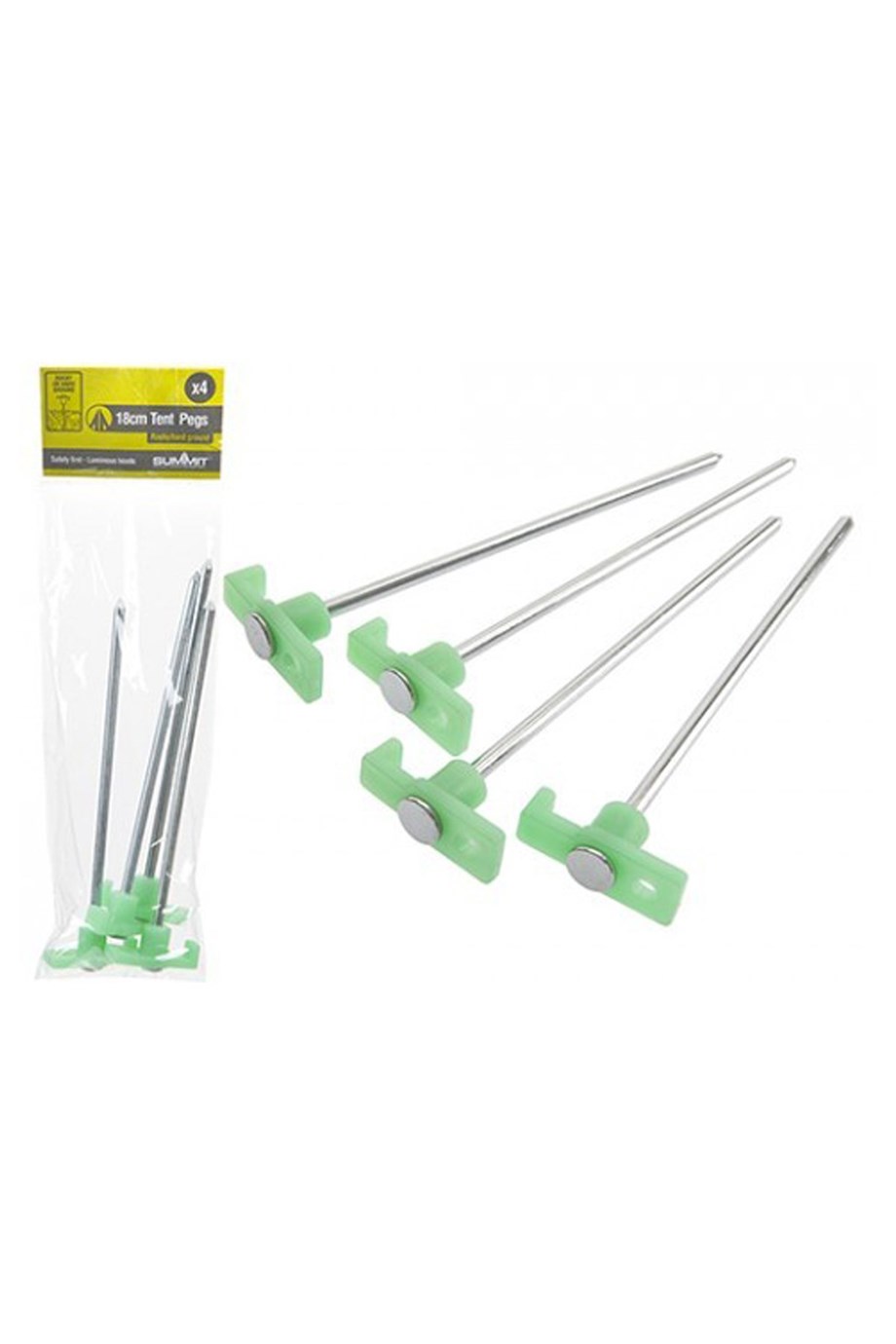 Summit Glow in the Dark Rock Pegs 18cm Sert Zeminler İçin Çadır Kazığı 4lü Paket Alu